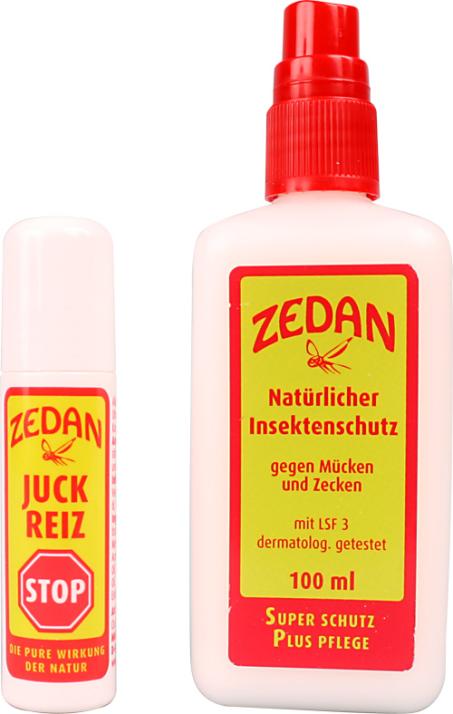 Stechfreier Urlaub – Damit Ihnen keine juckenden Mückenstiche den Sommerurlaub madigmachen, sollten Sie sich mit den Produkten von Zedan eindecken. Sei es der Natürliche Insektenschutz gegen Mücken und Zecken, 7,95 Euro, oder der Juckreiz Stop, 5,95 