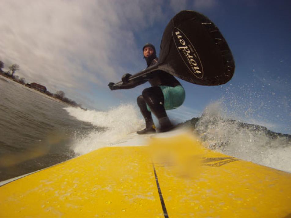 Torsten Jänsch-Altmann beim Stand Up Paddling in Schönberg